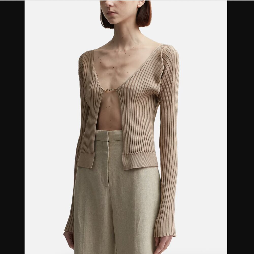 Jacquemus La Maille Pralu Longue Cardigan (Beige, size FR 38 / US M)